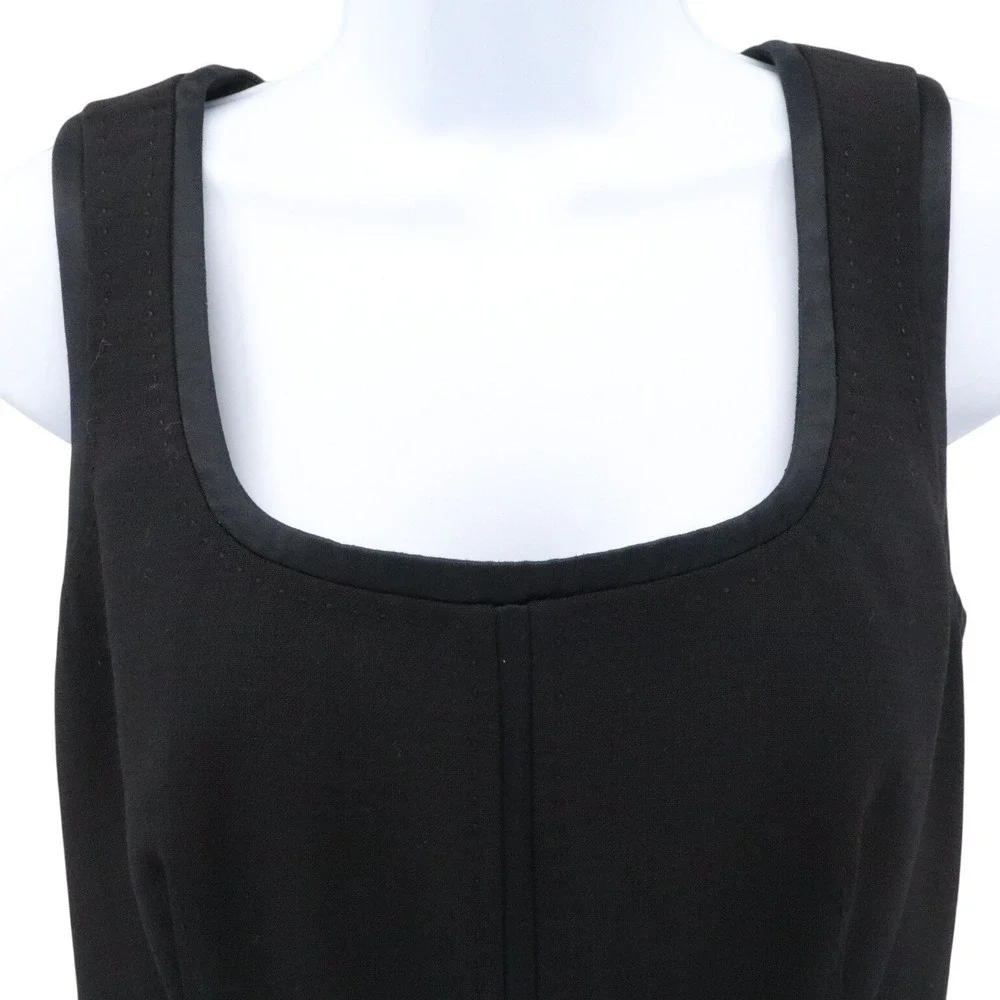 Tory Burch Satin Trim Wool Blend Sleeveless Sheath Work Cocktail Dress Black 4